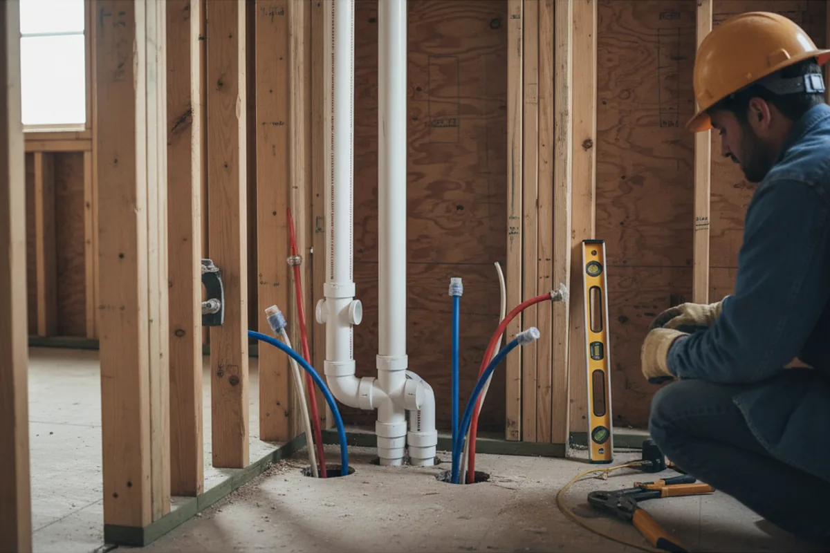 Drain and supply rough-in during Drain Cleaning in Parksley