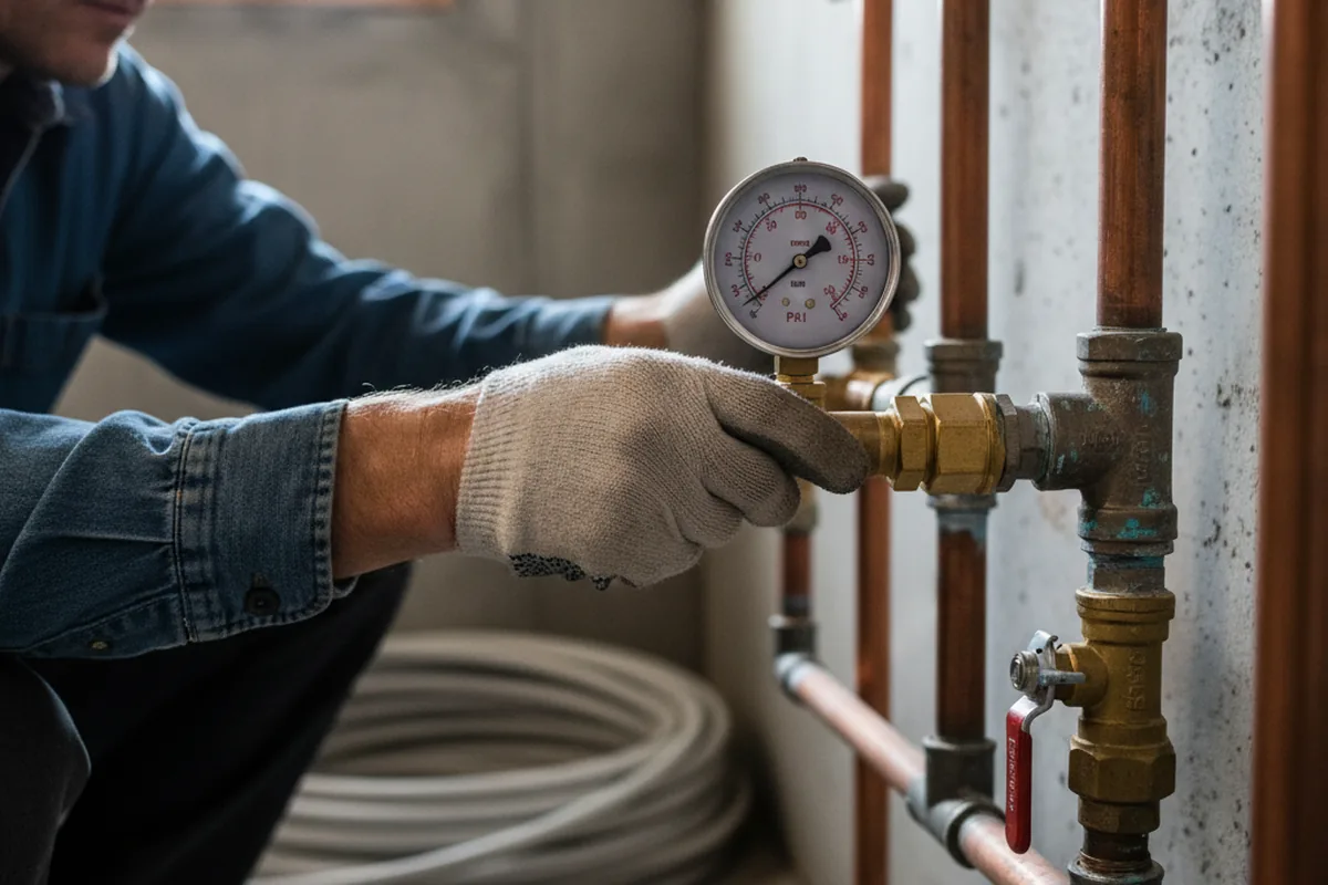 Pressure testing a repaired line during Water Line Repair in Parksley